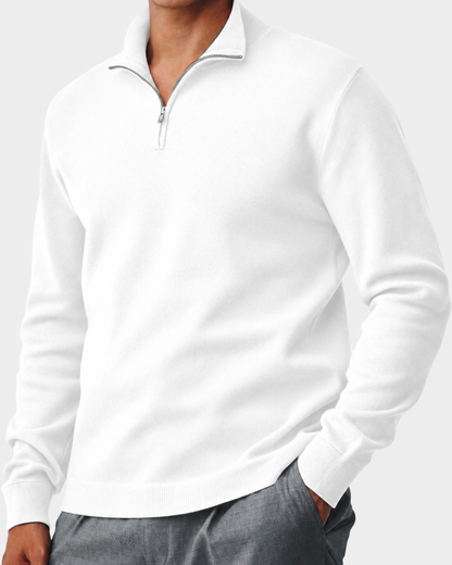 Jesse - Heren Trui Quarter Zip Casual met Opstaande Kraag en Ribboorden