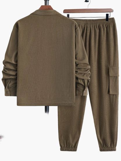 Co-ord Set Heren - Gestructureerd Overhemdjack met Cargo Broek | Casual