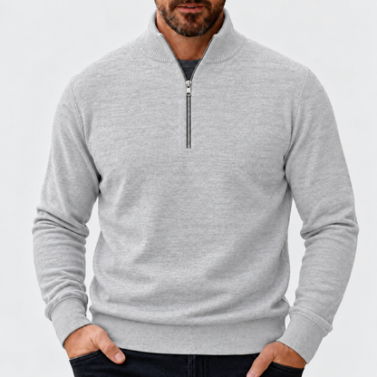 Joris - Heren Trui Quarter Zip Net met Opstaande Kraag en Ribmanchetten