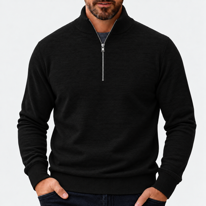 Joris - Heren Trui Quarter Zip Net met Opstaande Kraag en Ribmanchetten