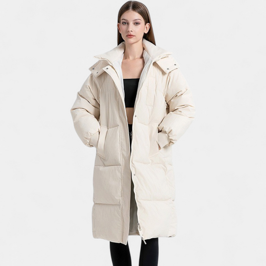 Julia - Dames Lange Winterjas Puffer Oversized met Capuchon en Zakken