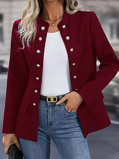 Julia - Dames Blazer voor de Herfst met Sierknopen en Ronde Hals
