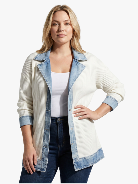 Julia - Dames Lang Vest Comfort Herfst met Revers en Open Voorkant