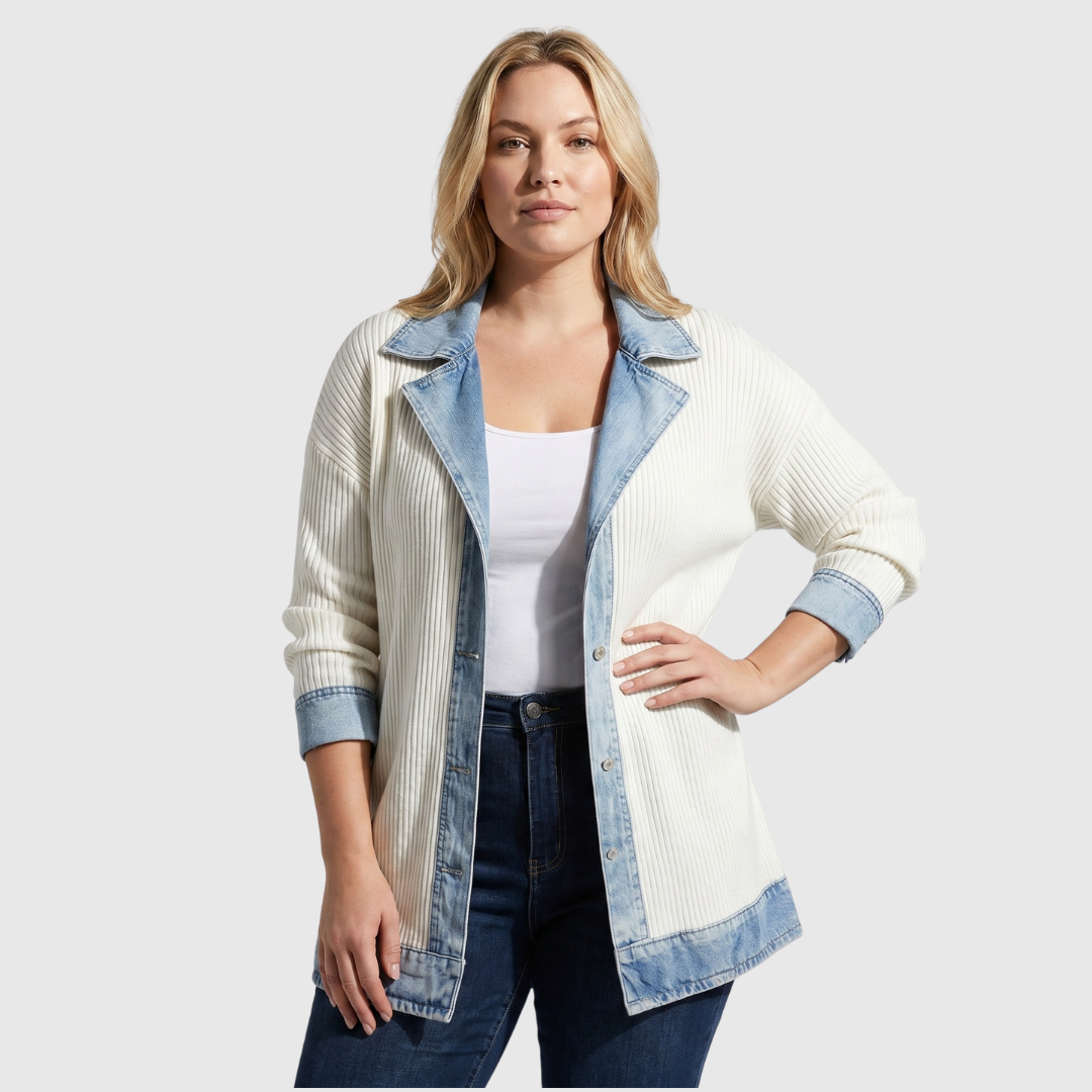 Julia - Dames Lang Vest Comfort Herfst met Revers en Open Voorkant