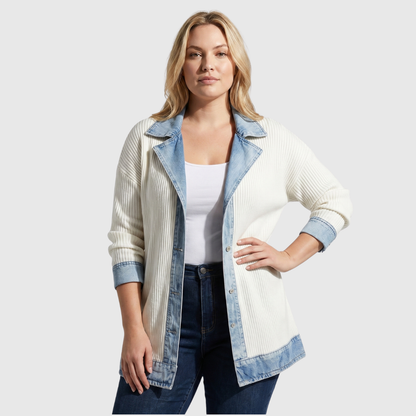 Julia - Dames Lang Vest Comfort Herfst met Revers en Open Voorkant