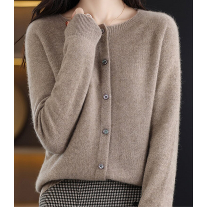 Julia - Dames Vest Cashmere Stijl met Knoopsluiting en Geribde Boord
