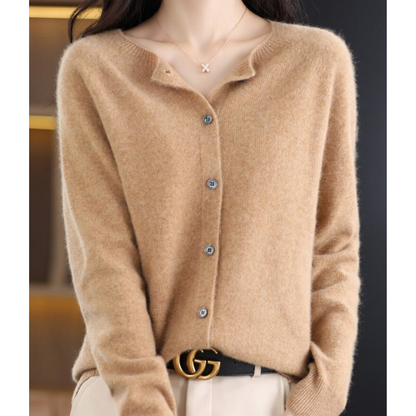 Julia - Dames Vest Cashmere Stijl met Knoopsluiting en Geribde Boord