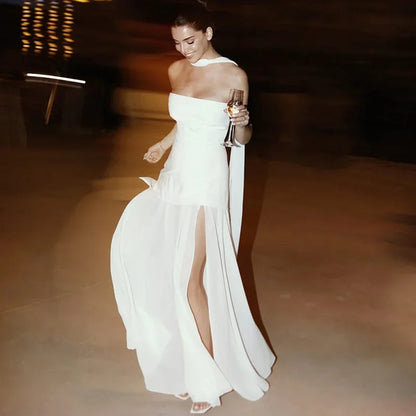 Julia - Stijlvolle Bruiloft Gast Jurk Dames met Strapless Design en Hoge Split
