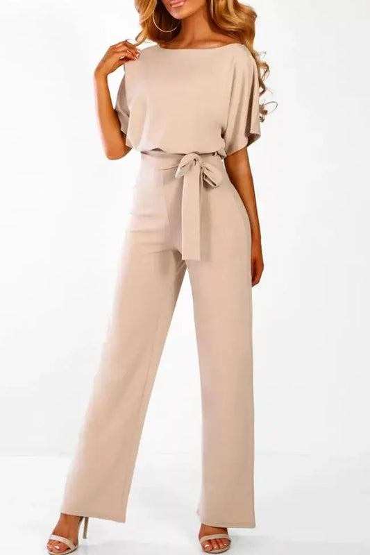 Jumpsuit Dames - Wijde Pijpen met Strikceintuur | Elegant