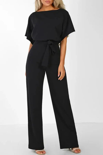 Jumpsuit Dames - Wijde Pijpen met Strikceintuur | Elegant