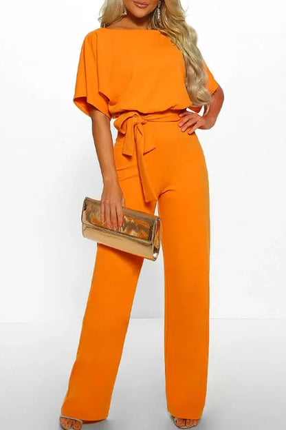 Jumpsuit Dames - Wijde Pijpen met Strikceintuur | Elegant