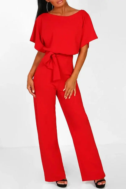 Jumpsuit Dames - Wijde Pijpen met Strikceintuur | Elegant