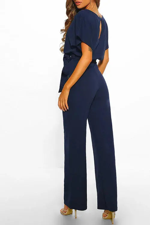 Jumpsuit Dames - Wijde Pijpen met Strikceintuur | Elegant