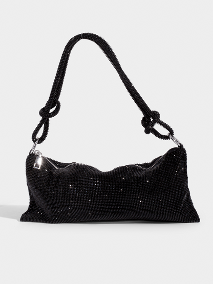 Tas Dames - Glinsterende Avondtas met Geknoopte Strass Band | Feestelijk
