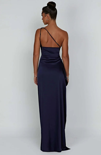 Lara - Chique Bruiloft Gastenjurk Dames met One-Shoulder Hals en Hoge Zielsplit