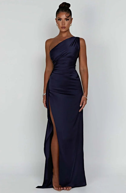 Lara - Chique Bruiloft Gastenjurk Dames met One-Shoulder Hals en Hoge Zielsplit