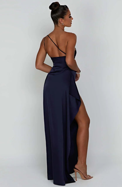 Lara - Chique Bruiloft Gastenjurk Dames met One-Shoulder Hals en Hoge Zielsplit