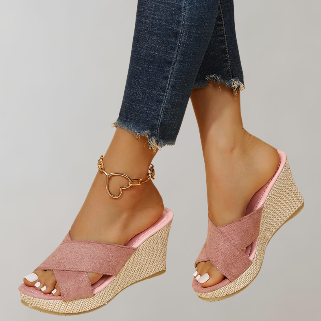 Maud - Orthopedische Sleehak Sandalen Dames met Gekruiste Band en Open Teen