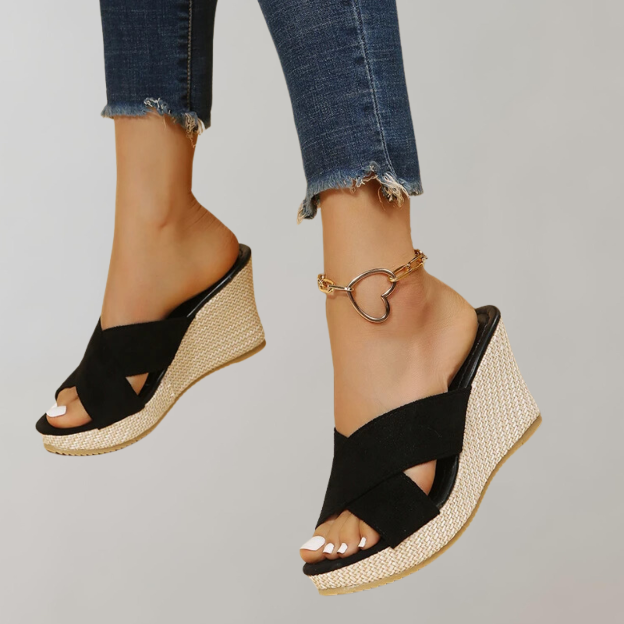 Maud - Orthopedische Sleehak Sandalen Dames met Gekruiste Band en Open Teen