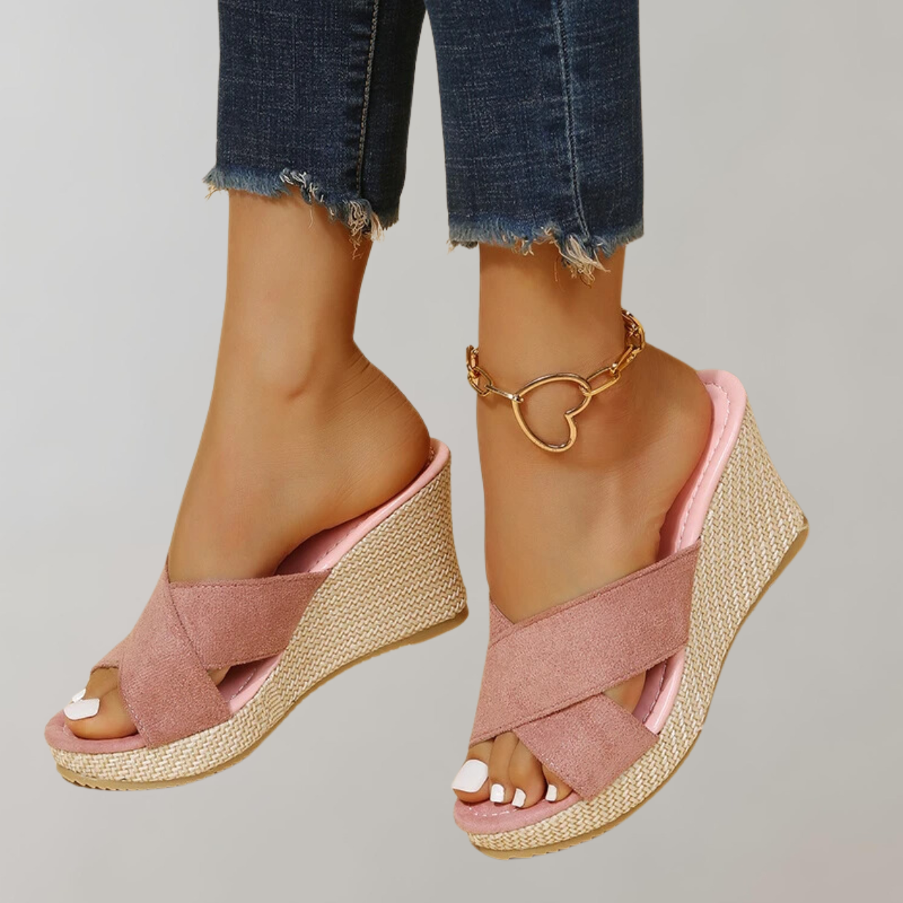 Maud - Orthopedische Sleehak Sandalen Dames met Gekruiste Band en Open Teen