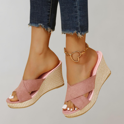 Maud - Orthopedische Sleehak Sandalen Dames met Gekruiste Band en Open Teen