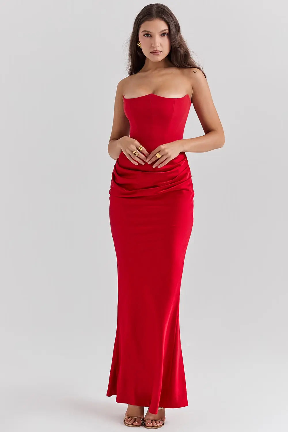 Lara - Elegante Bruiloft Gastenjurk Dames Strapless Corset met Geplooide Rok en Zeemeermin Zoom