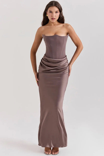 Lara - Elegante Bruiloft Gastenjurk Dames Strapless Corset met Geplooide Rok en Zeemeermin Zoom