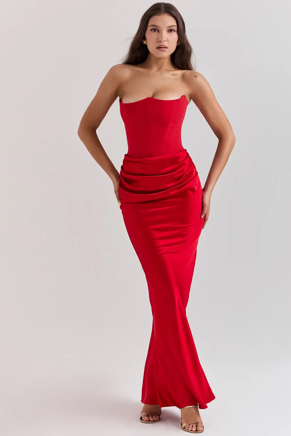 Lara - Elegante Bruiloft Gastenjurk Dames Strapless Corset met Geplooide Rok en Zeemeermin Zoom