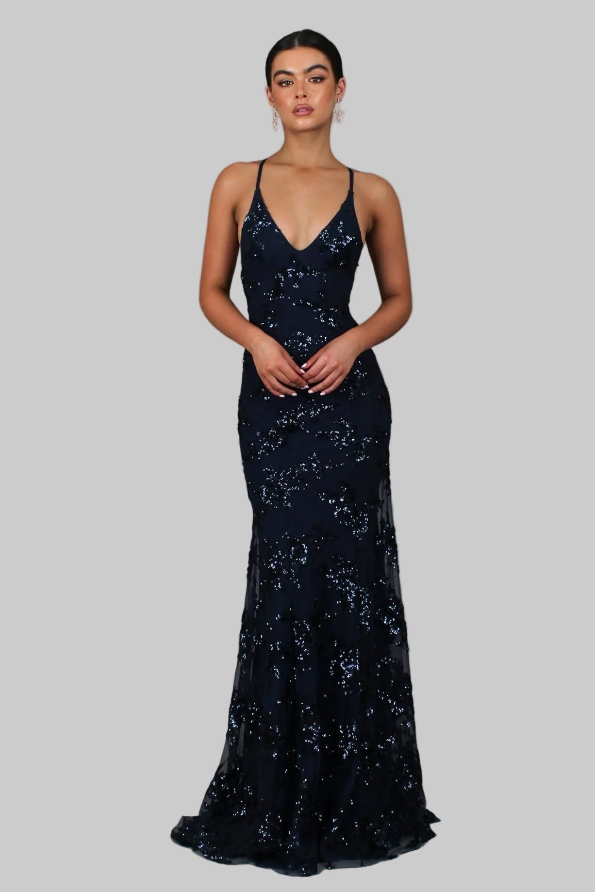 Lara - Elegante Bruiloft Gastenjurk Dames met Diepe V-hals en Pailletten