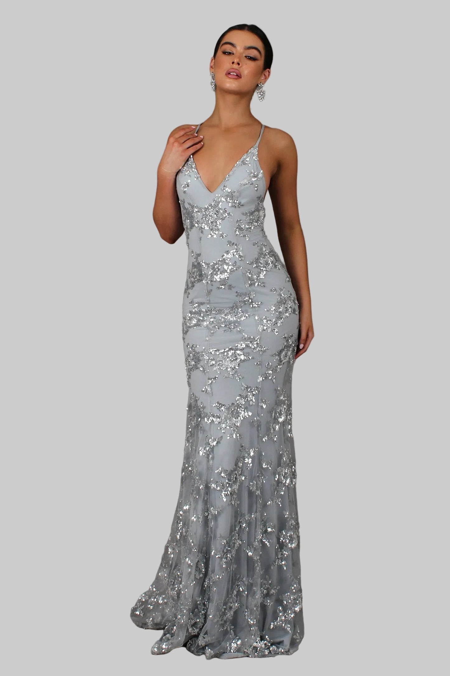 Lara - Elegante Bruiloft Gastenjurk Dames met Diepe V-hals en Pailletten