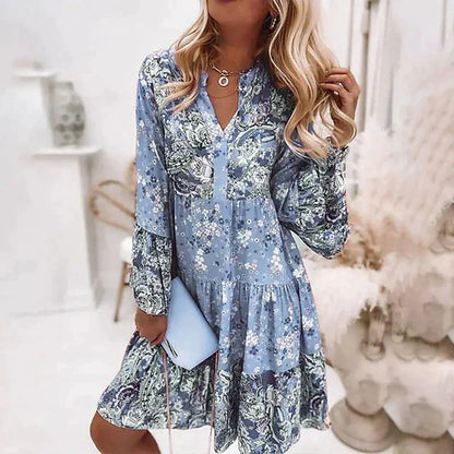 Lieke - Bohemian Bruiloft Gastenjurk Dames met V-hals en Volantrok