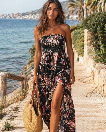 Lieke - Boho Zomerjurk Dames met Split en Gesmokte Taille