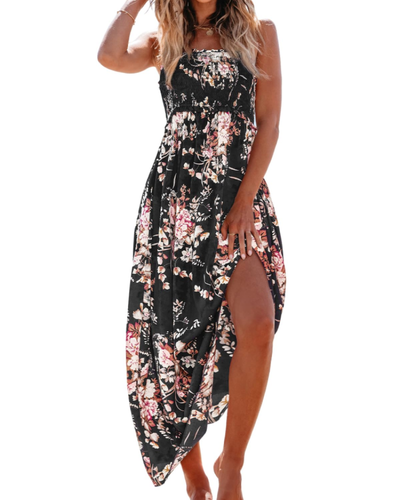 Lieke - Boho Zomerjurk Dames met Split en Gesmokte Taille