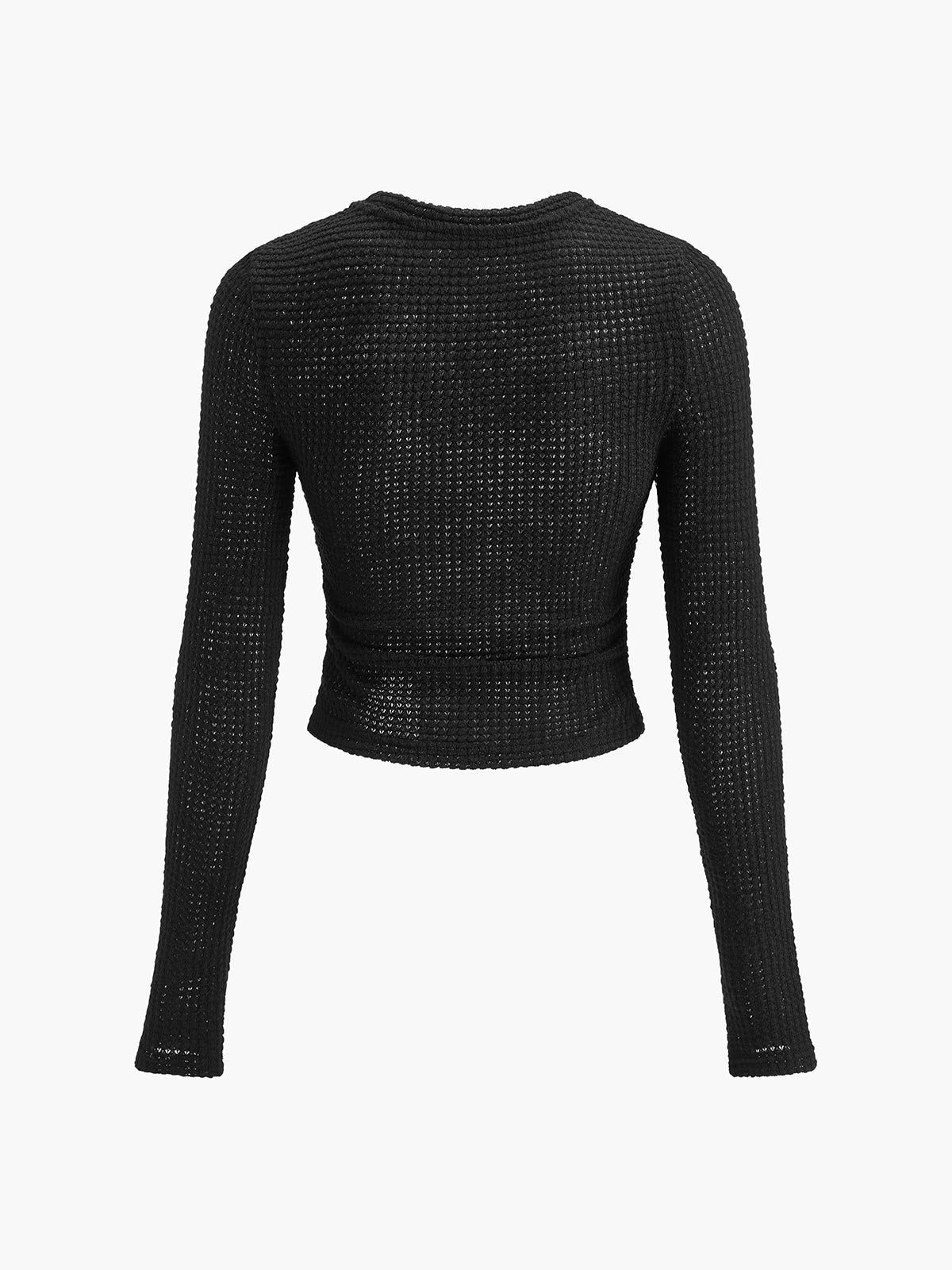 Isa - Dames Top Longsleeve Gebreide Stijl met Ronde Hals en Ruches