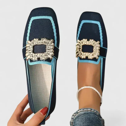 Lieke - Chique Comfortabele Loafers Dames met Sierlijke Gespdetail en Vierkante Neus