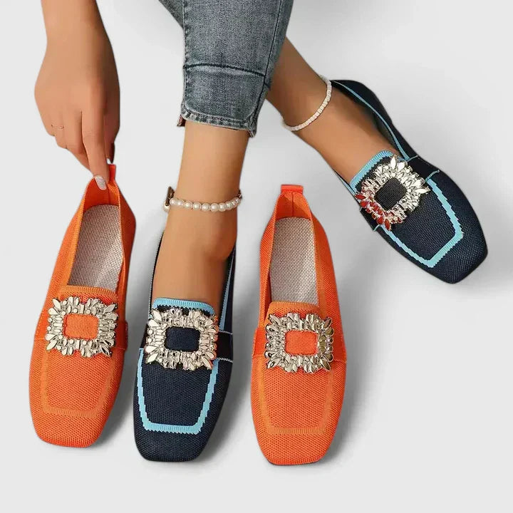 Lieke - Chique Comfortabele Loafers Dames met Sierlijke Gespdetail en Vierkante Neus