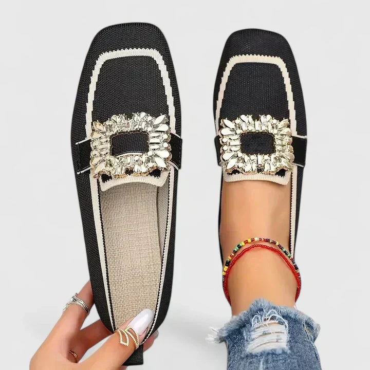 Lieke - Chique Comfortabele Loafers Dames met Sierlijke Gespdetail en Vierkante Neus
