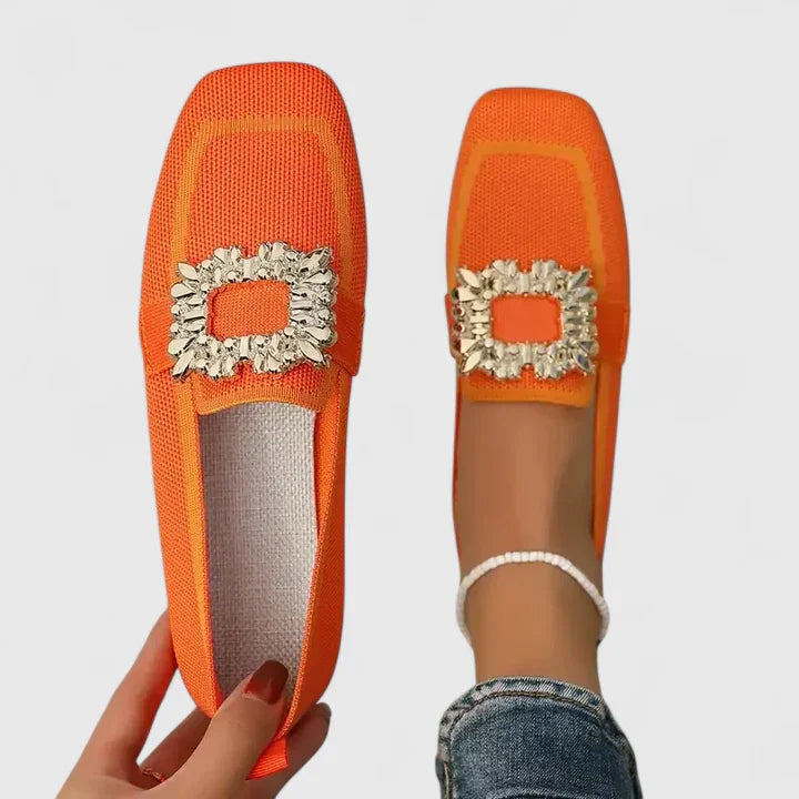 Lieke - Chique Comfortabele Loafers Dames met Sierlijke Gespdetail en Vierkante Neus