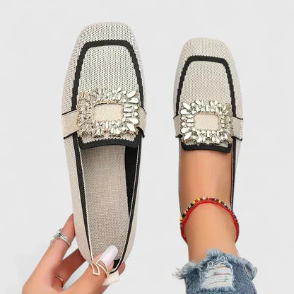 Lieke - Chique Comfortabele Loafers Dames met Sierlijke Gespdetail en Vierkante Neus