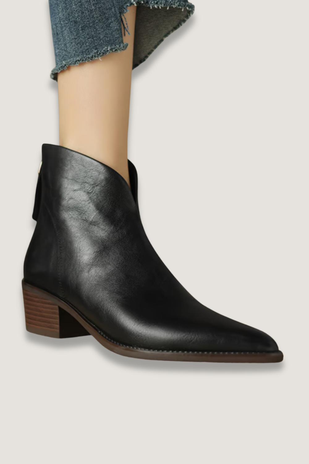 Lieke - Dames Enkellaarzen Elegant met Spitse Neus en Blokhak