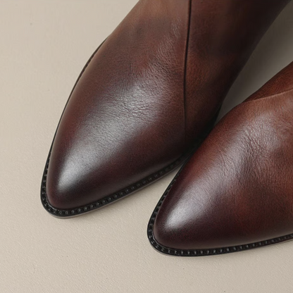 Lieke - Dames Enkellaarzen Elegant met Spitse Neus en Blokhak