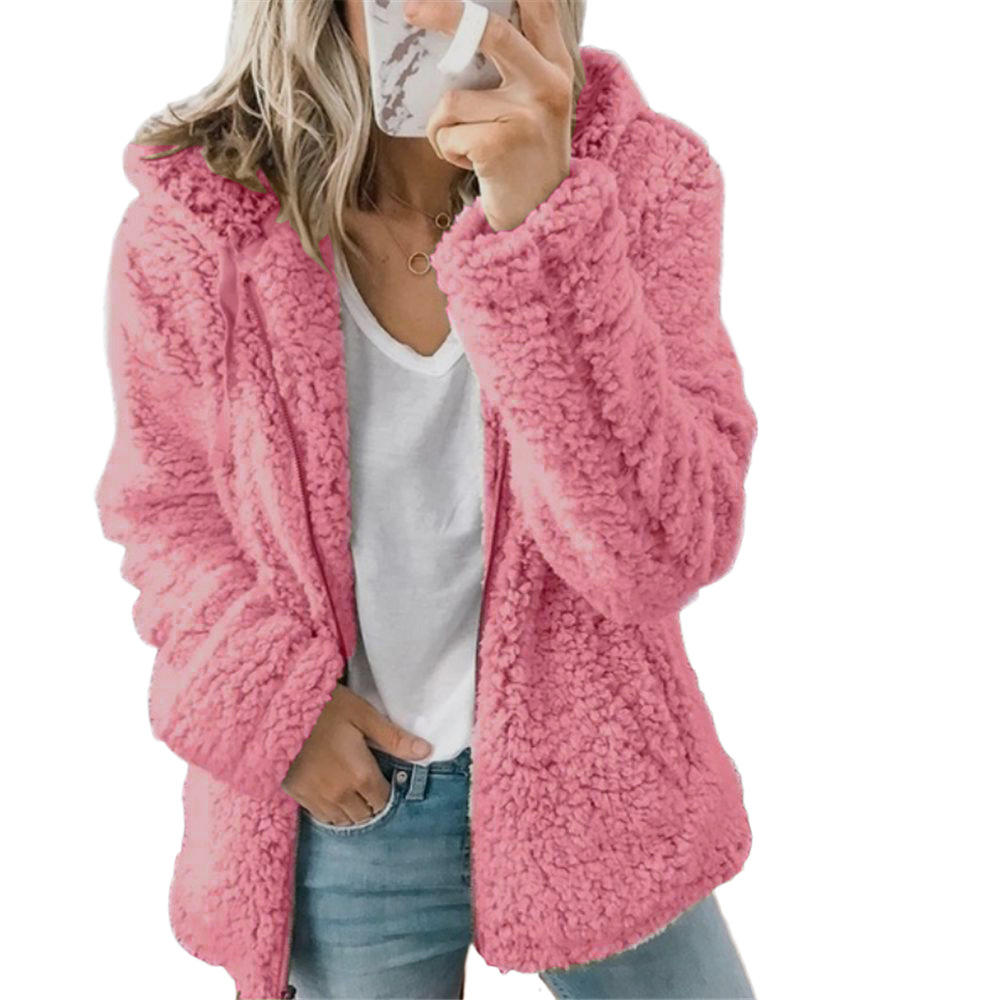 Lieke - Dames Teddy Jas met Capuchon Ritssluiting en Steekzakken Herfst