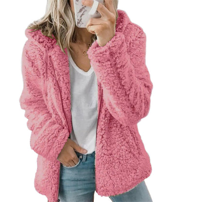 Lieke - Dames Teddy Jas met Capuchon Ritssluiting en Steekzakken Herfst