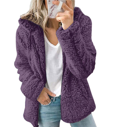 Lieke - Dames Teddy Jas met Capuchon Ritssluiting en Steekzakken Herfst