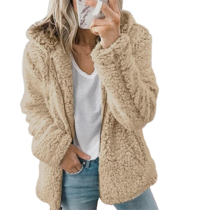 Lieke - Dames Teddy Jas met Capuchon Ritssluiting en Steekzakken Herfst