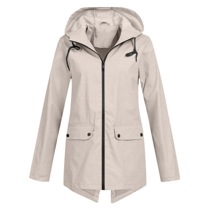 Lieke - Dames Waterdichte Regenjas Herfst met Capuchon en Ritssluiting