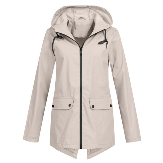 Lieke - Dames Waterdichte Regenjas Herfst met Capuchon en Ritssluiting