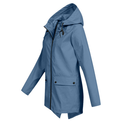 Lieke - Dames Waterdichte Regenjas Herfst met Capuchon en Ritssluiting