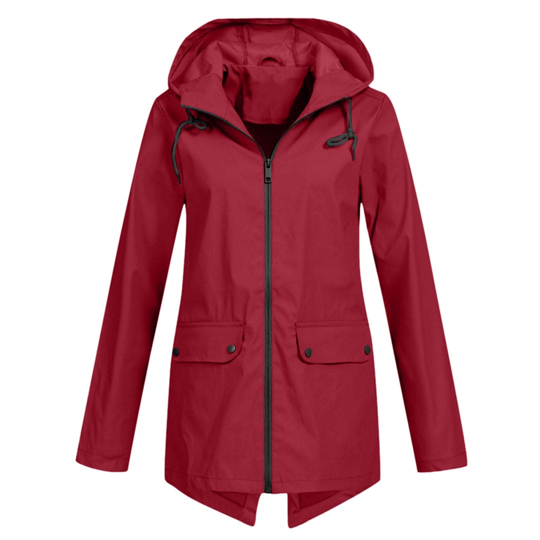 Lieke - Dames Waterdichte Regenjas Herfst met Capuchon en Ritssluiting