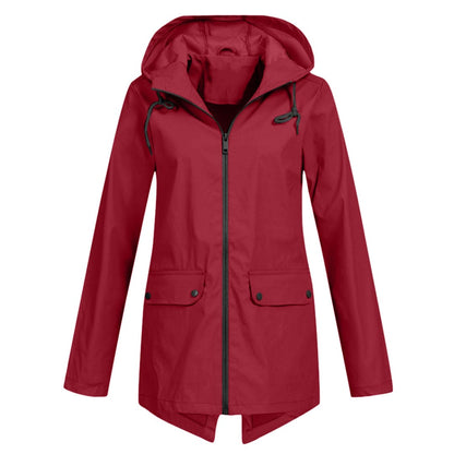 Lieke - Dames Waterdichte Regenjas Herfst met Capuchon en Ritssluiting